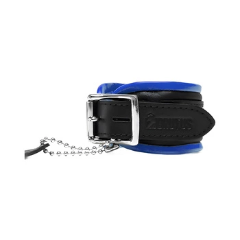Leather Ankle Restraints Black/Blue Brutus